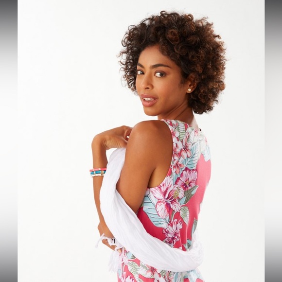 Tommy Bahama Maria Mambo Shift Dress Pink Tropical Sleeveless Size Medium - Picture 11 of 11
